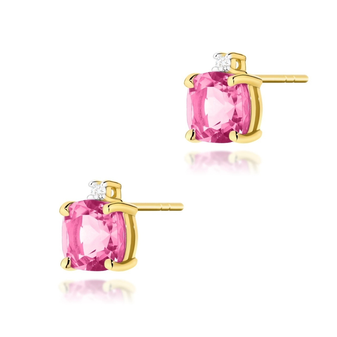 Cercei Aur 14K cu Topaz Roz 1.10 ct si Diamante Naturale 0.03 ct