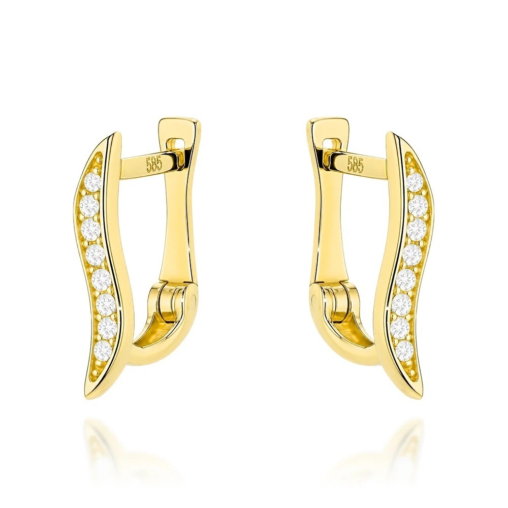 Cercei Aur 14K Vală Delicată cu Zirconiu