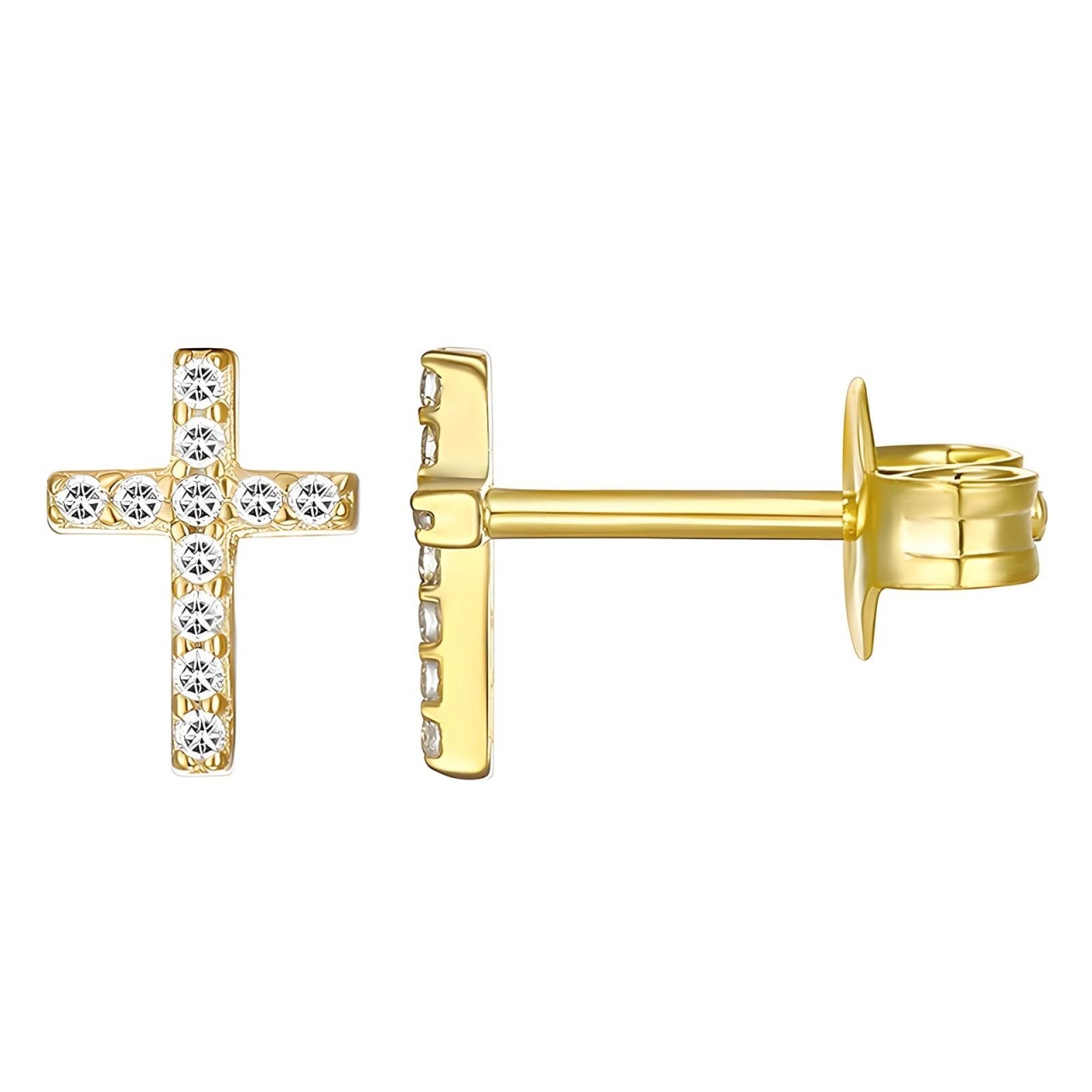Cercei Cross din Inox - Cruciulite cu Cristale placati cu AUR 18K