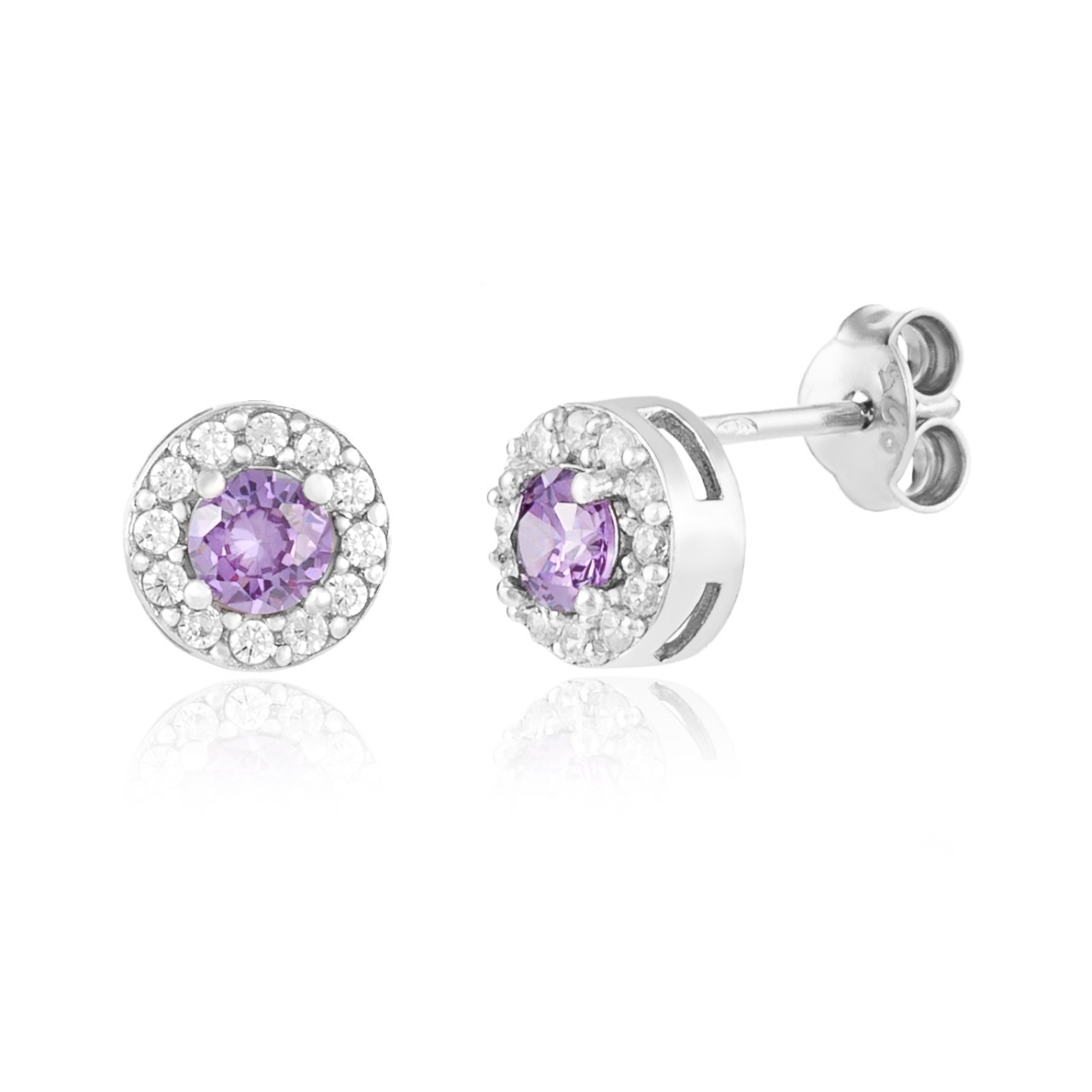 Cercei din argint 925 cu cristale Angel Collection - Purple Edition