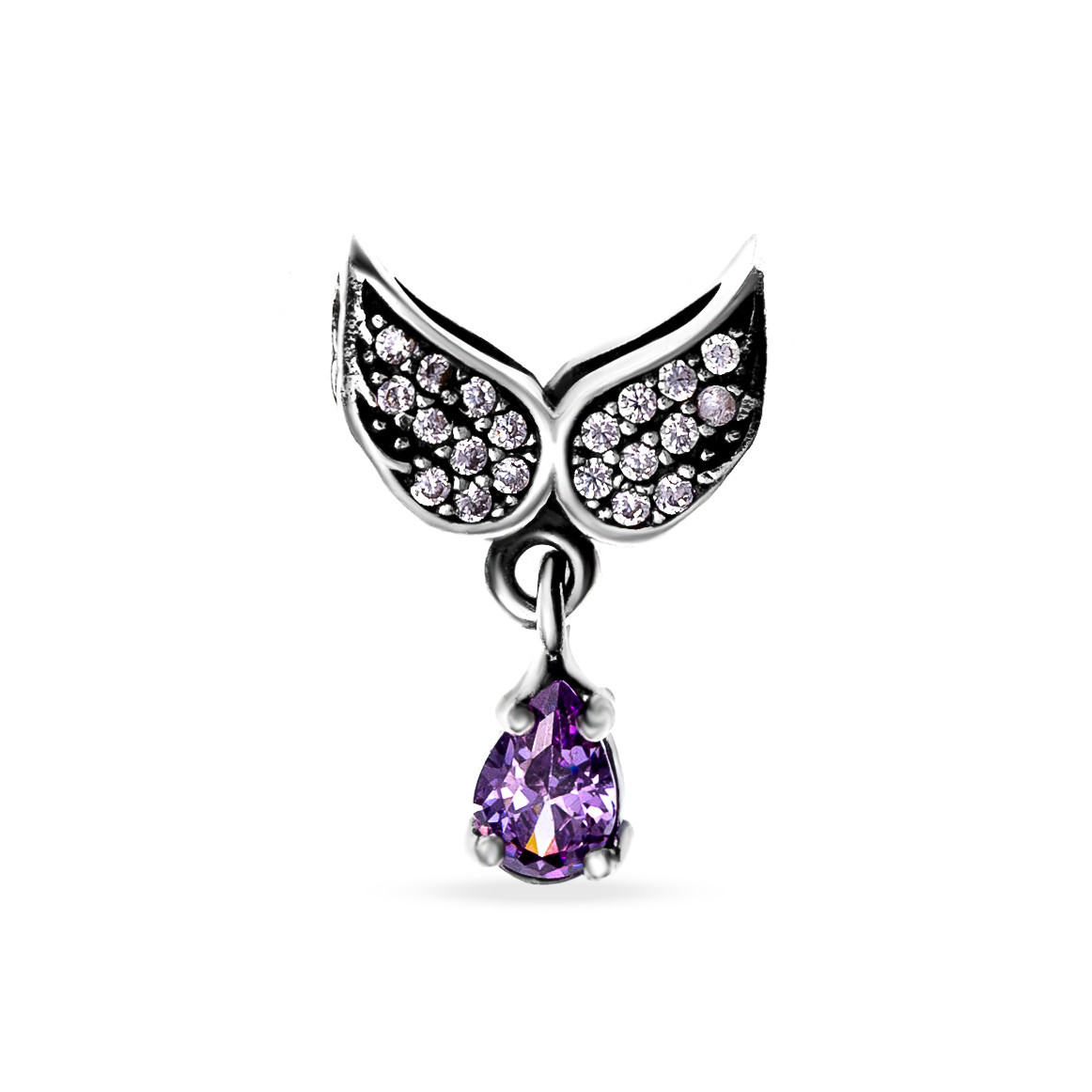 Charm din Argint 925 Angel Wings Crystal Purple 2.6g