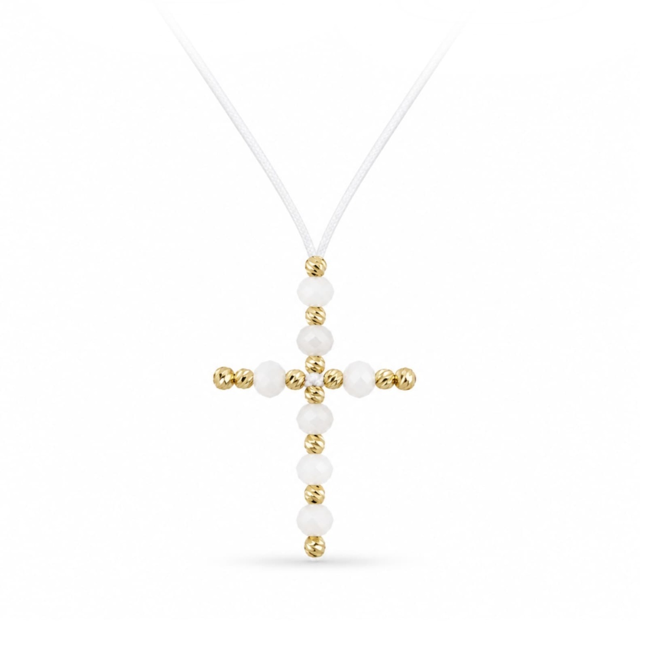 Choker Crystal White Cross din AUR 14K
