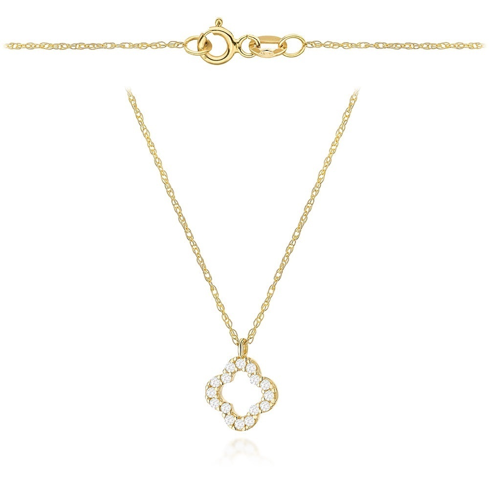 Colier Aur 14K Koniczynka cu Zirconii