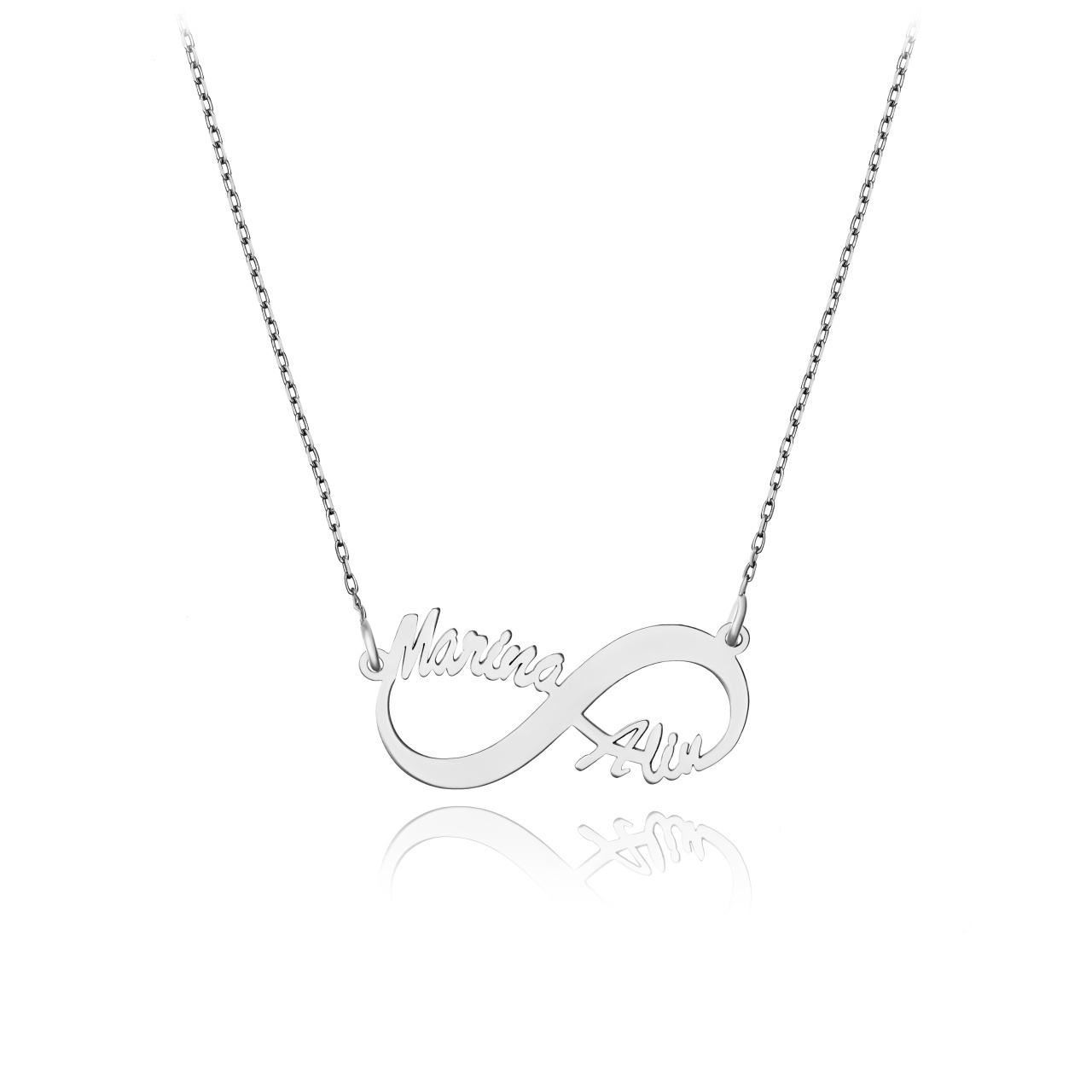 Colier din argint Infinit Love personalizabil cu doua nume