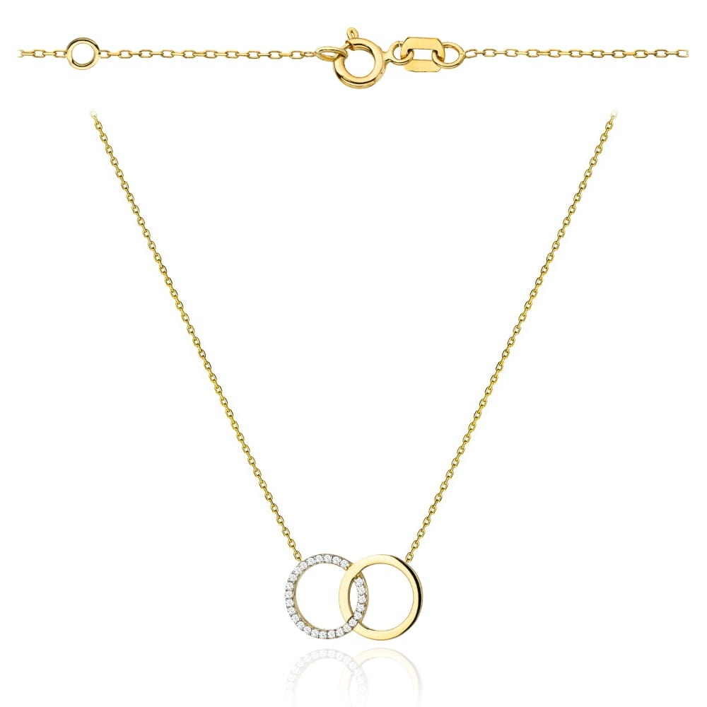 Colier din Aur 14k cu Cercuri si Zirconi - 42cm+3cm