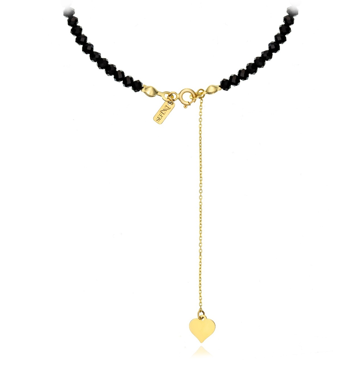 Colier My Black Heart cu cristale și inimioara din AUR 14K