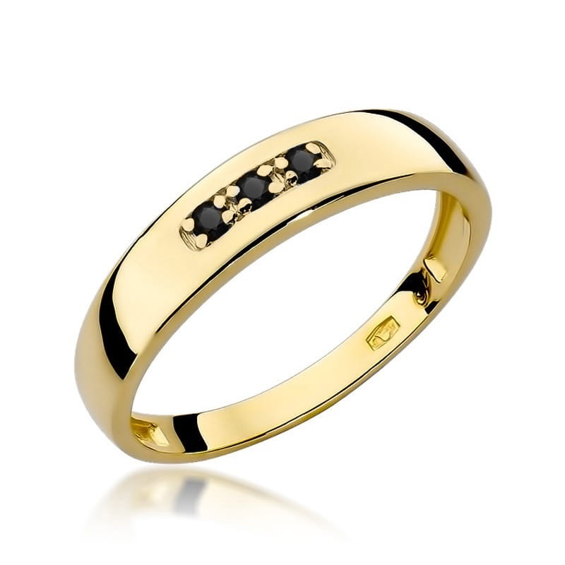 Inel Aur 14K cu Diamante Naturale Negre 0.04 ct