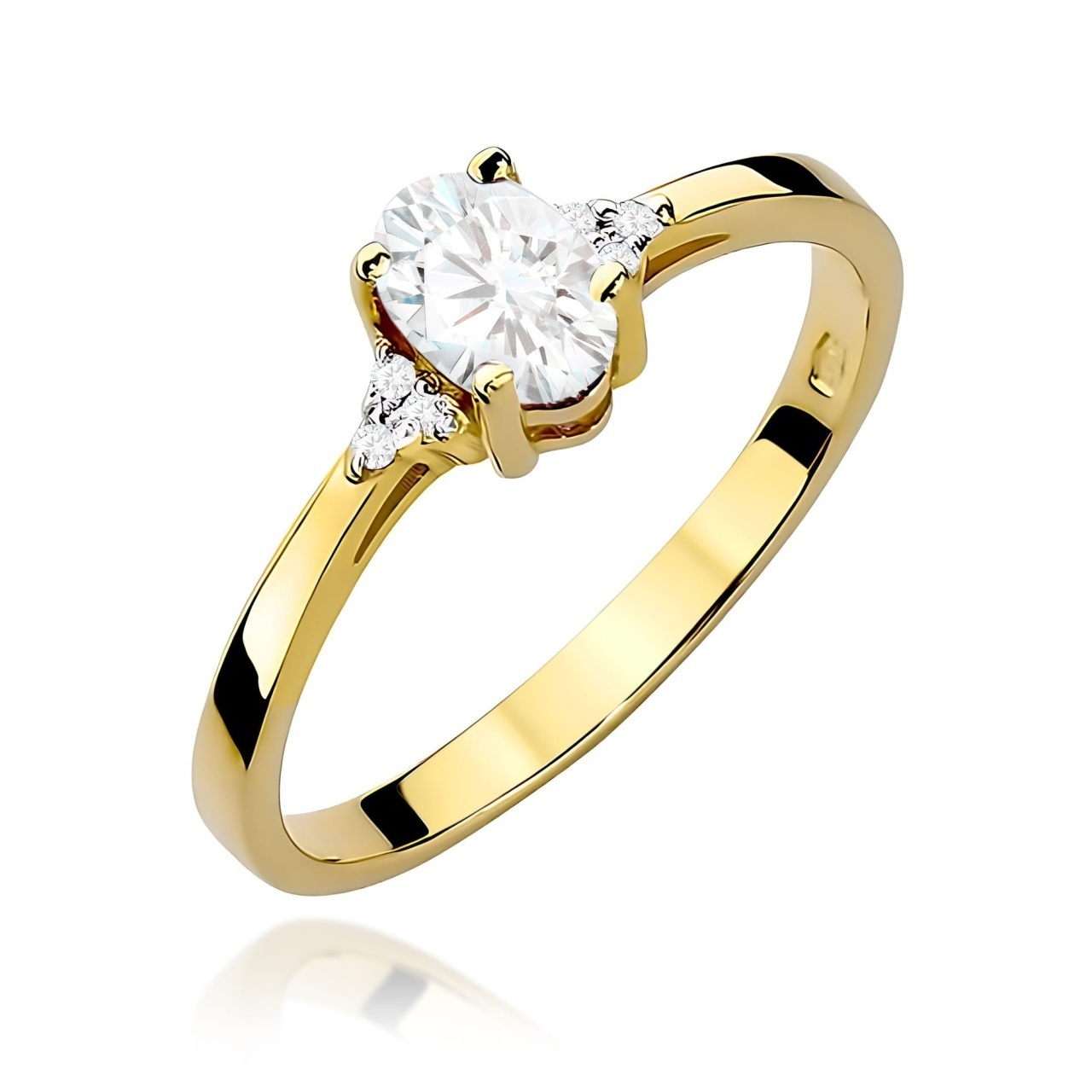 Inel Aur 9K cu Safir Alb 0.50 ct si Diamante Naturale 0.05 ct