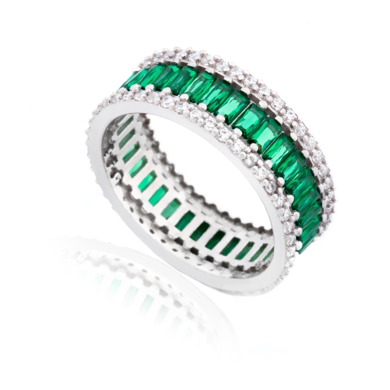 Inel tip tennis din Argint 925 Green Dream