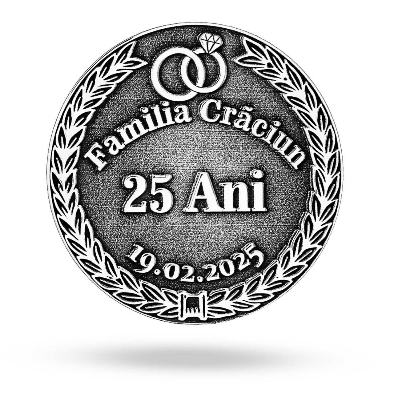Moneda Aniversara din Argint 925 - 3cm personalizabila
