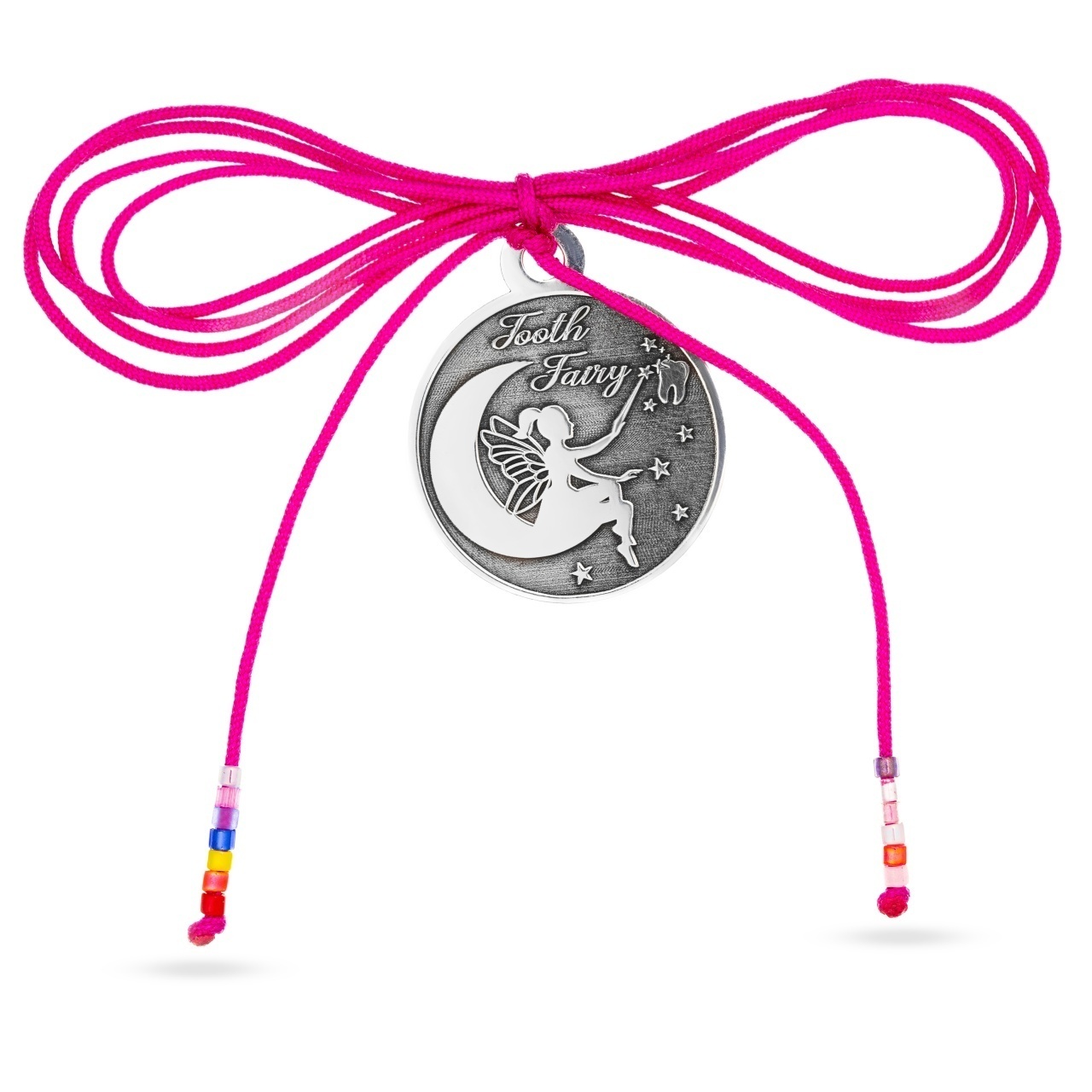 Moneda din Argint 2cm cu snur decorativ - Tooth Fairy