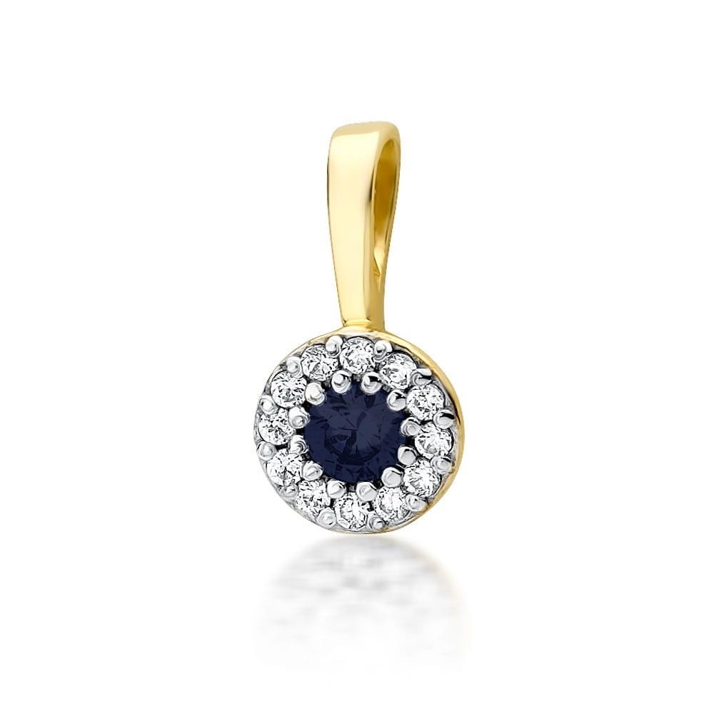 Pandantiv Aur 14K cu Safir 0.15 ct si Diamante Naturale 0.10 ct