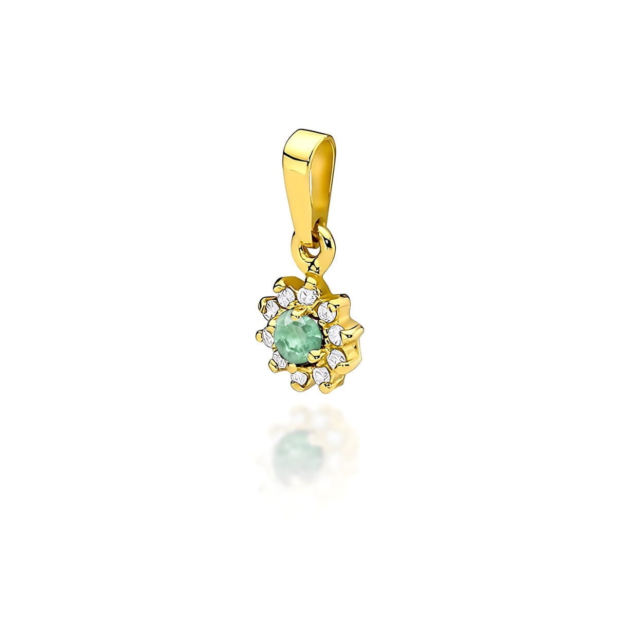 Pandantiv Aur 14K cu Smarald 0.15 ct si Diamante Naturale 0.09 ct