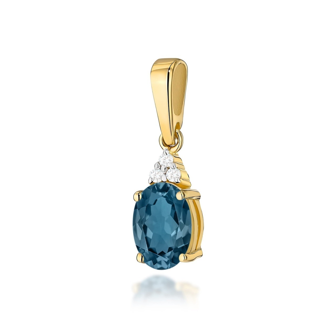 Pandantiv Aur 14K cu Topaz London Blue 0.85 ct si Diamante Naturale 0.03 ct
