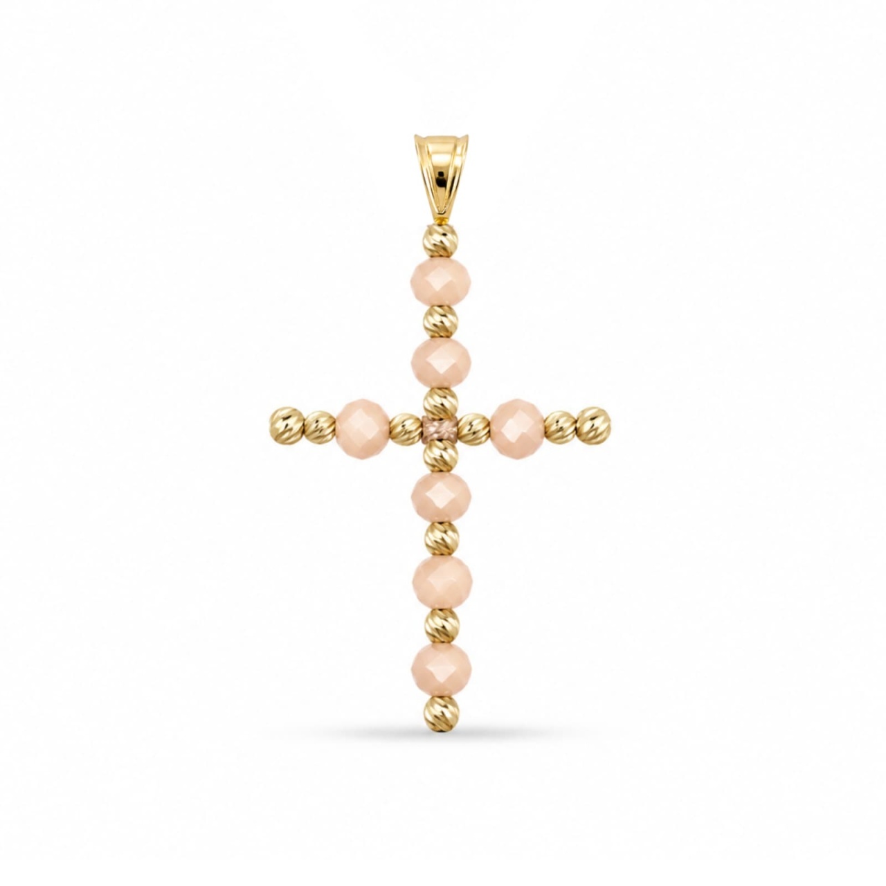 Pandantiv Cruce Beige din AUR 14K