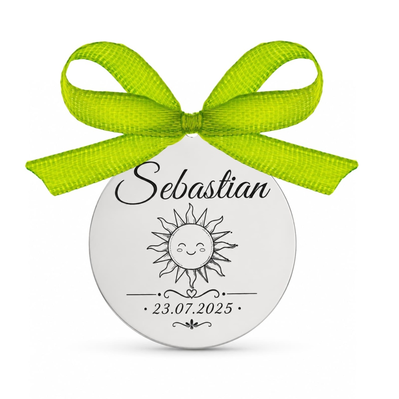 Bănuț de Moț din Argint 925 Personalizat cu Nume, Dată și Soare