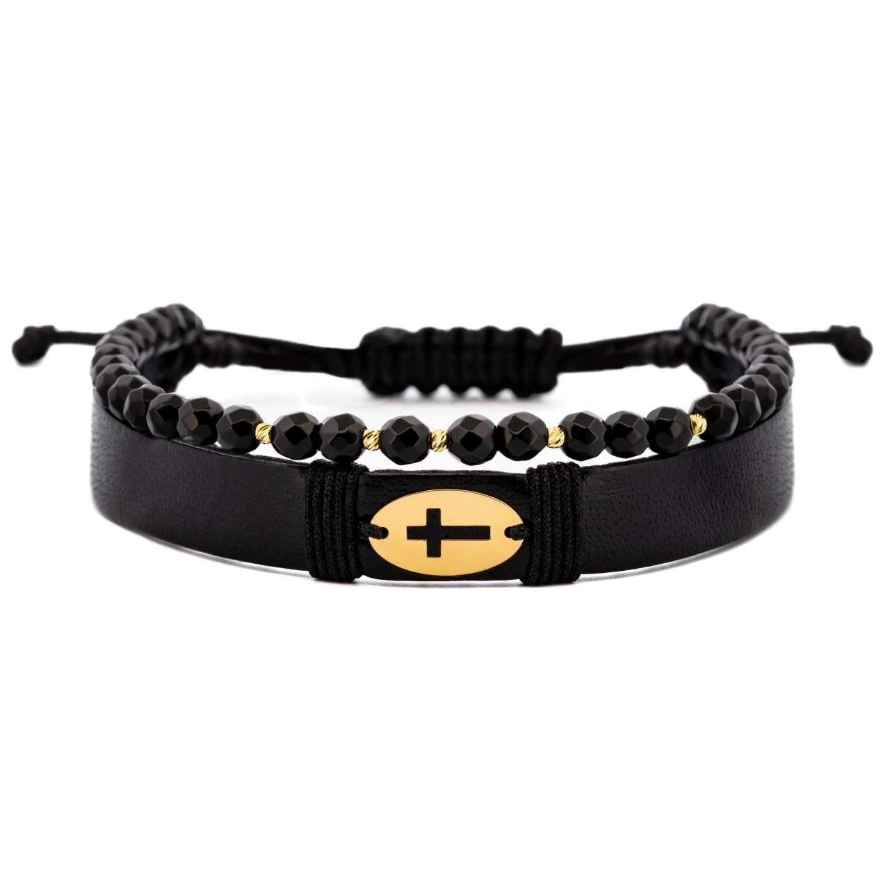 Bratara Blessed Onix din AUR 14K si Piele Naturală