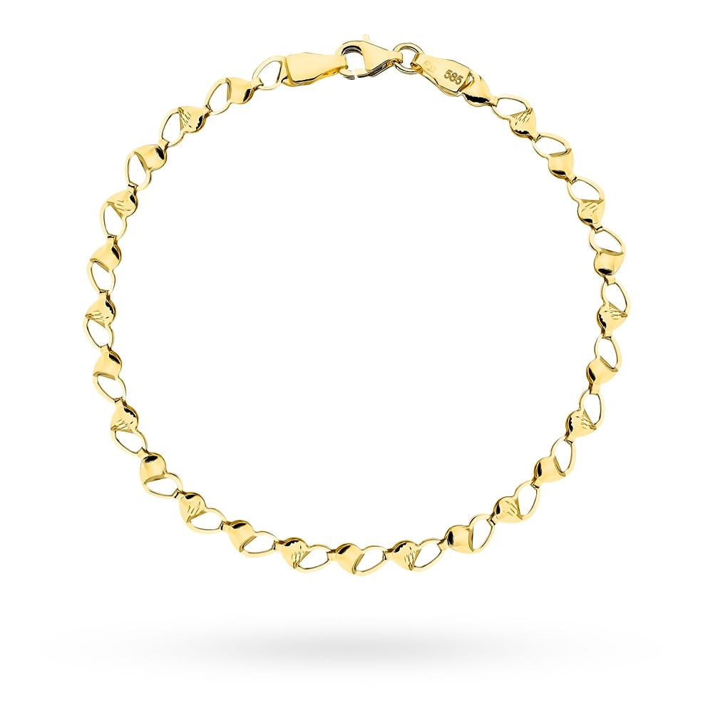 Bratara cu Inimioare Impletite- Aur 14k