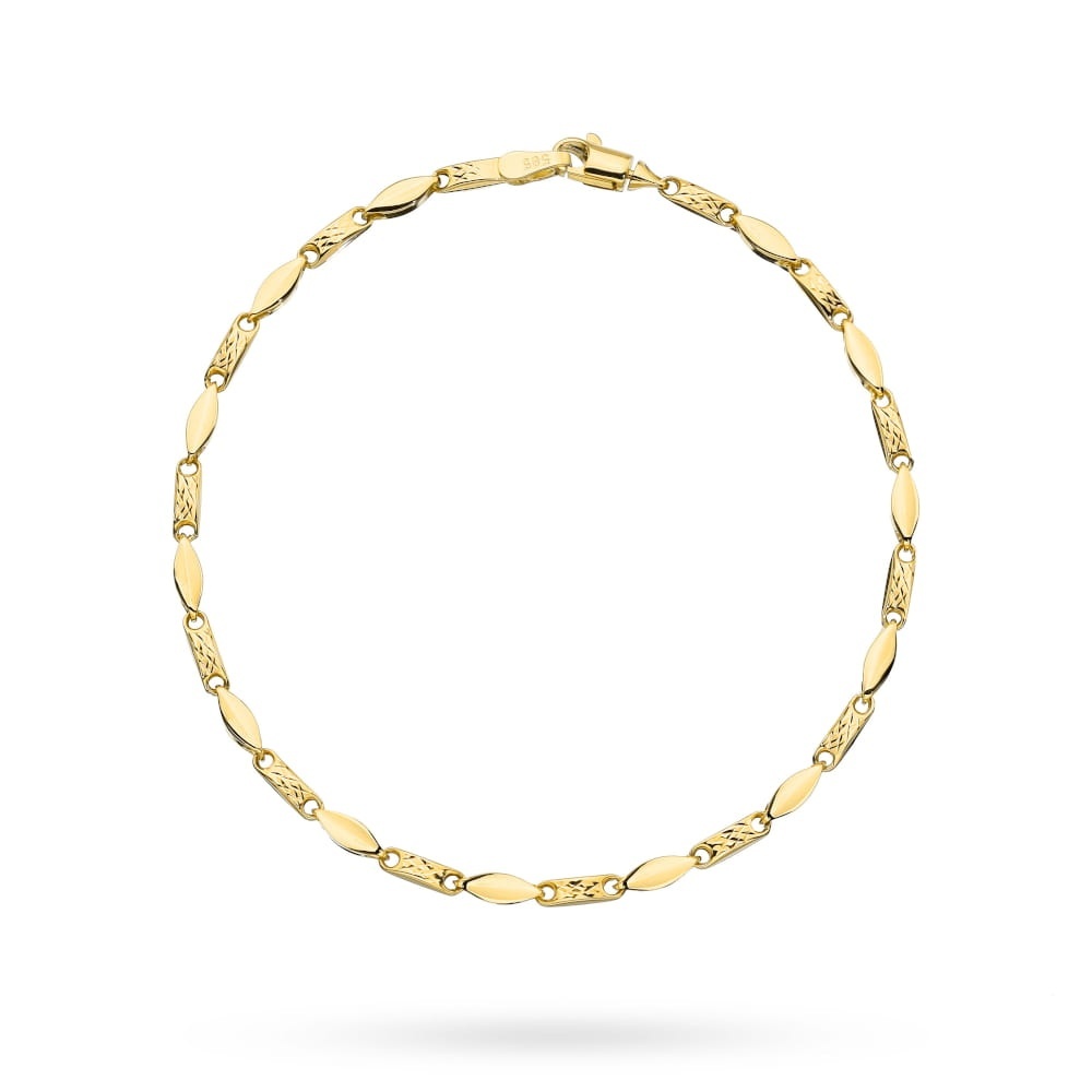 Bratara cu Placute Decorate si Zale- Aur 14k