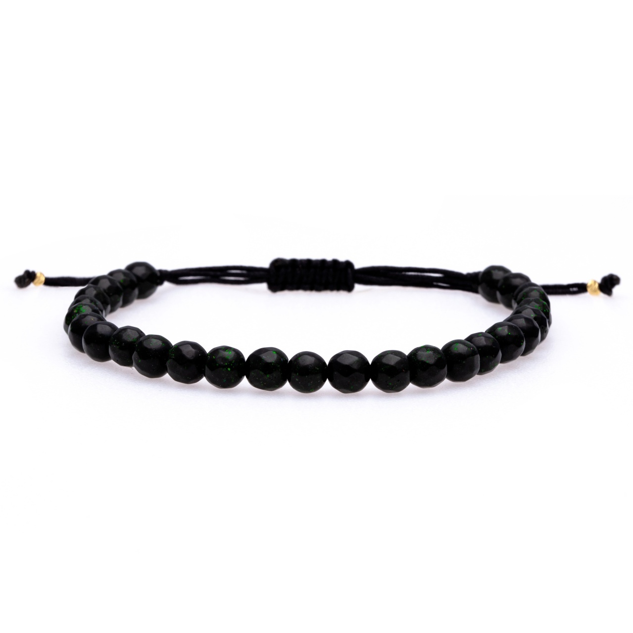 Brățara cu snur reglabil si Green Goldstone 6mm