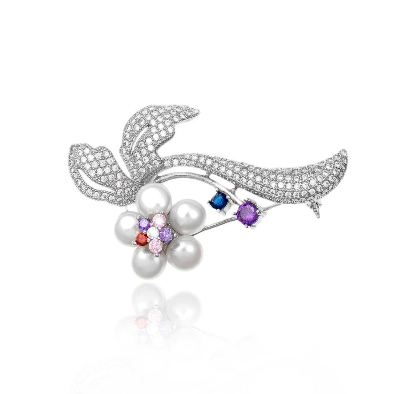 Brosa din argint 925 cu cristale Crystal & Pearls