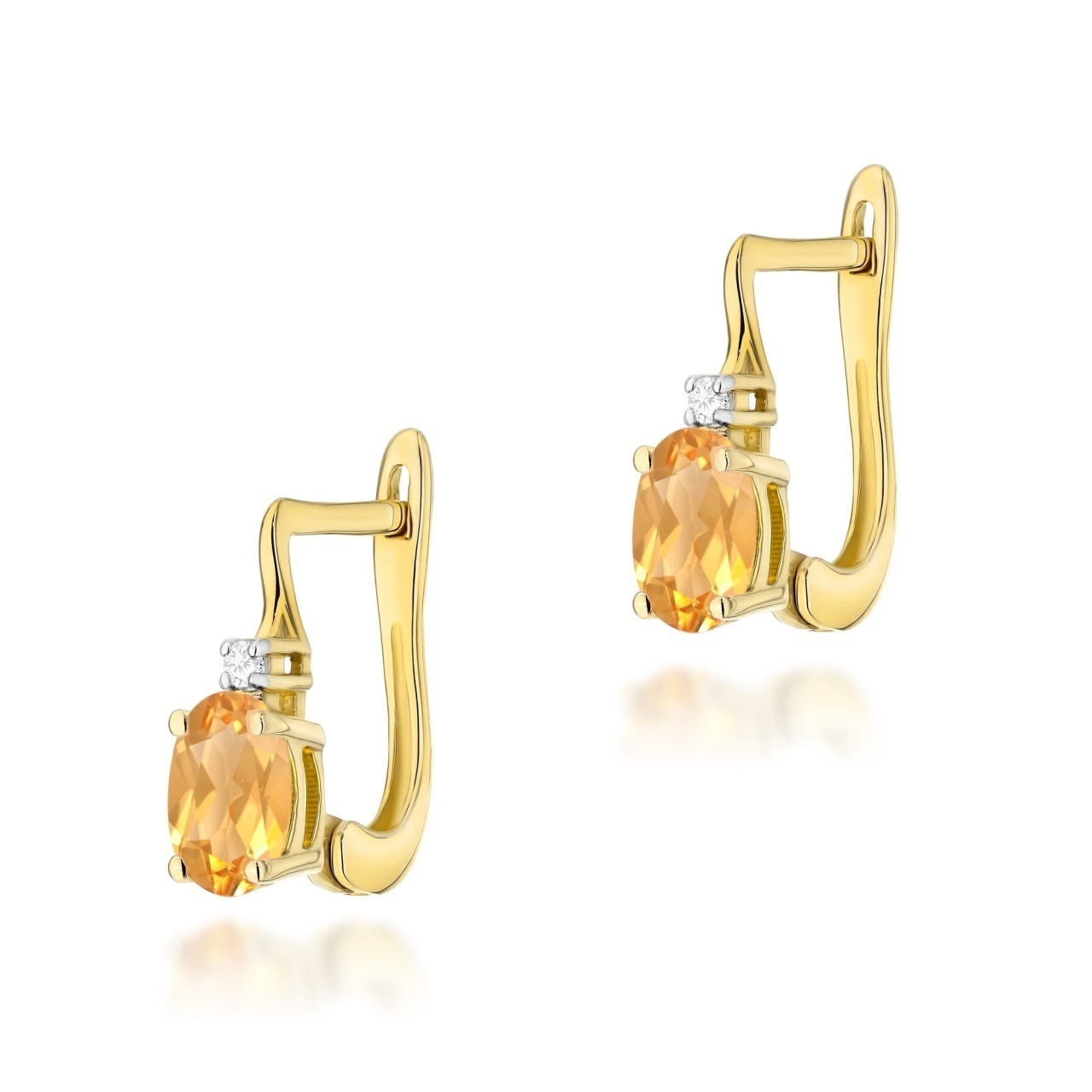 Cercei Aur 14K cu Citrin 0.60 ct si Diamante Naturale 0.03 ct