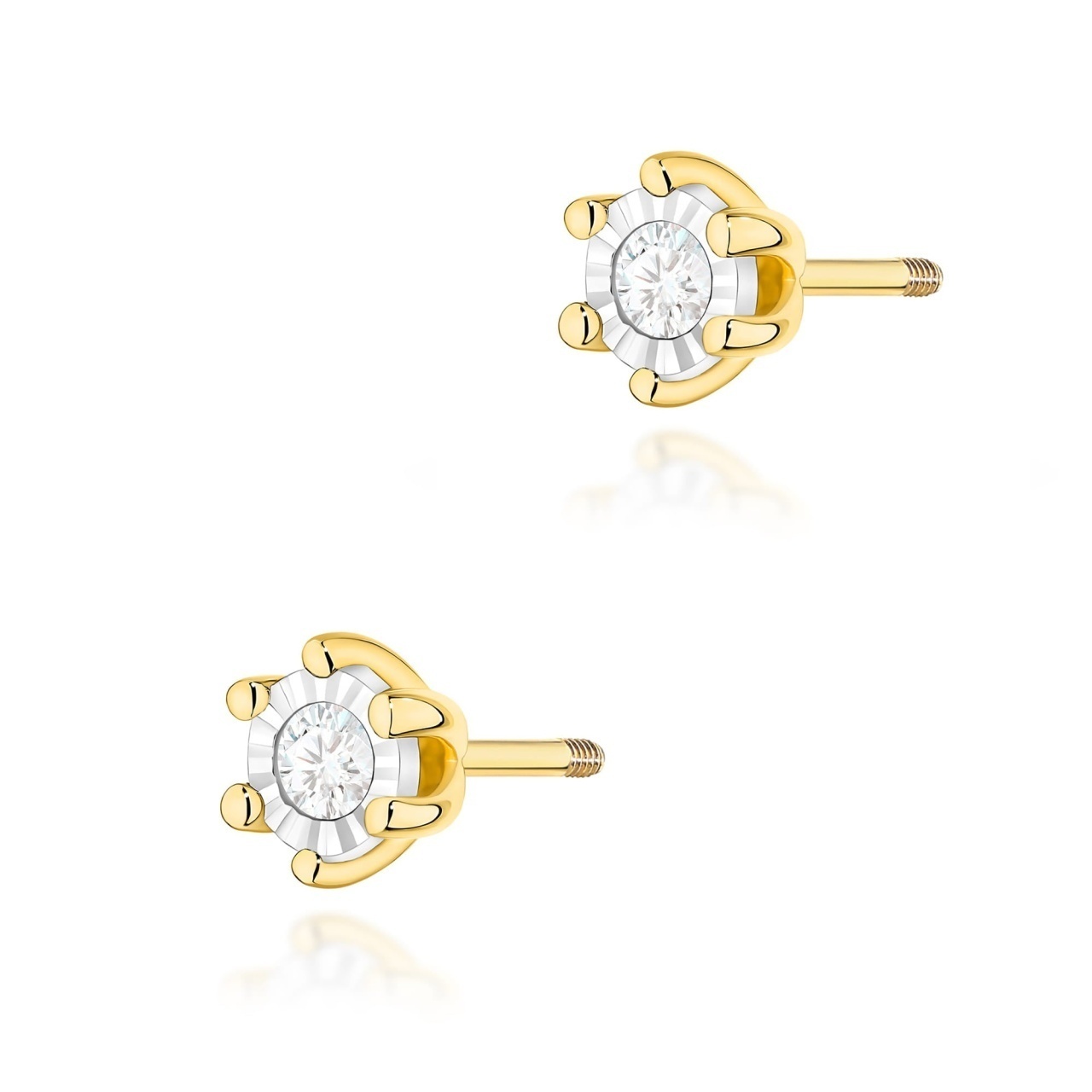 Cercei Aur 14K cu Diamant Natural 0.08 ct Filet cu Protectie