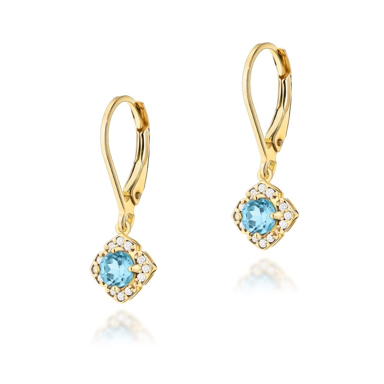 Cercei Aur 14K cu Topaz Swiss 0.25 ct si Diamante Naturale 0.06 ct