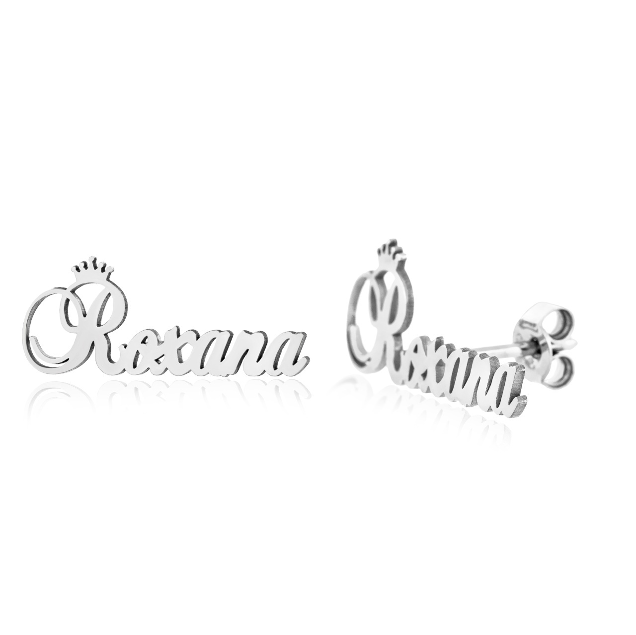 Cercei din Argint 925 personalizabili cu orice nume si coronita
