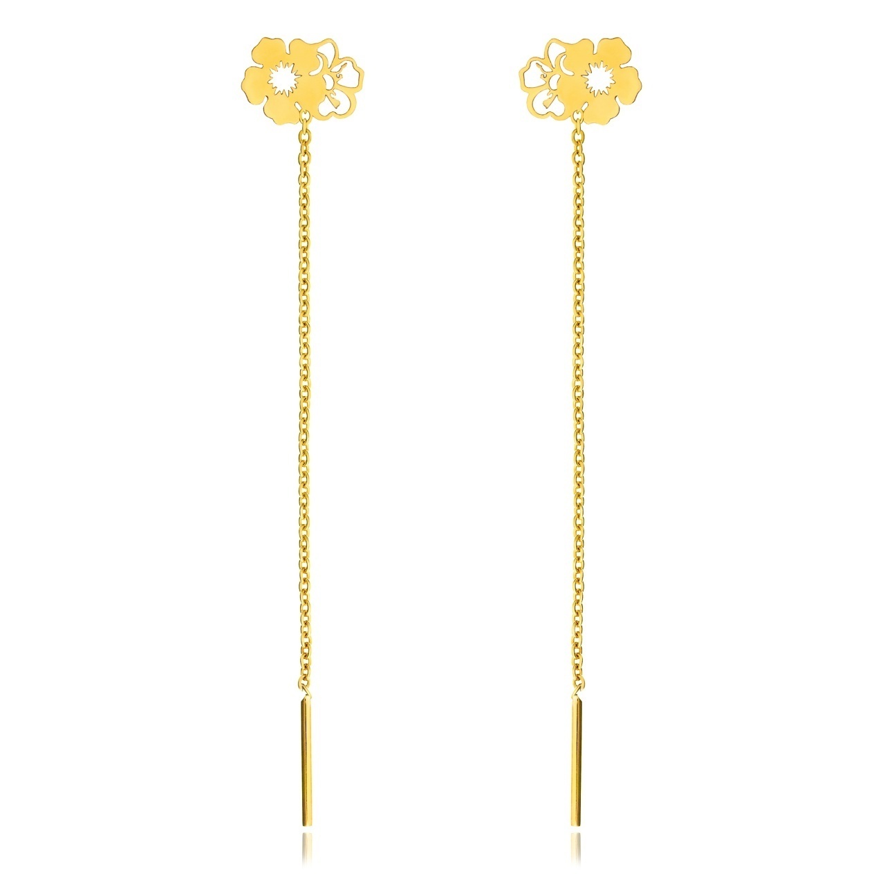 Cercei Flowers din AUR 14K cu lantișor