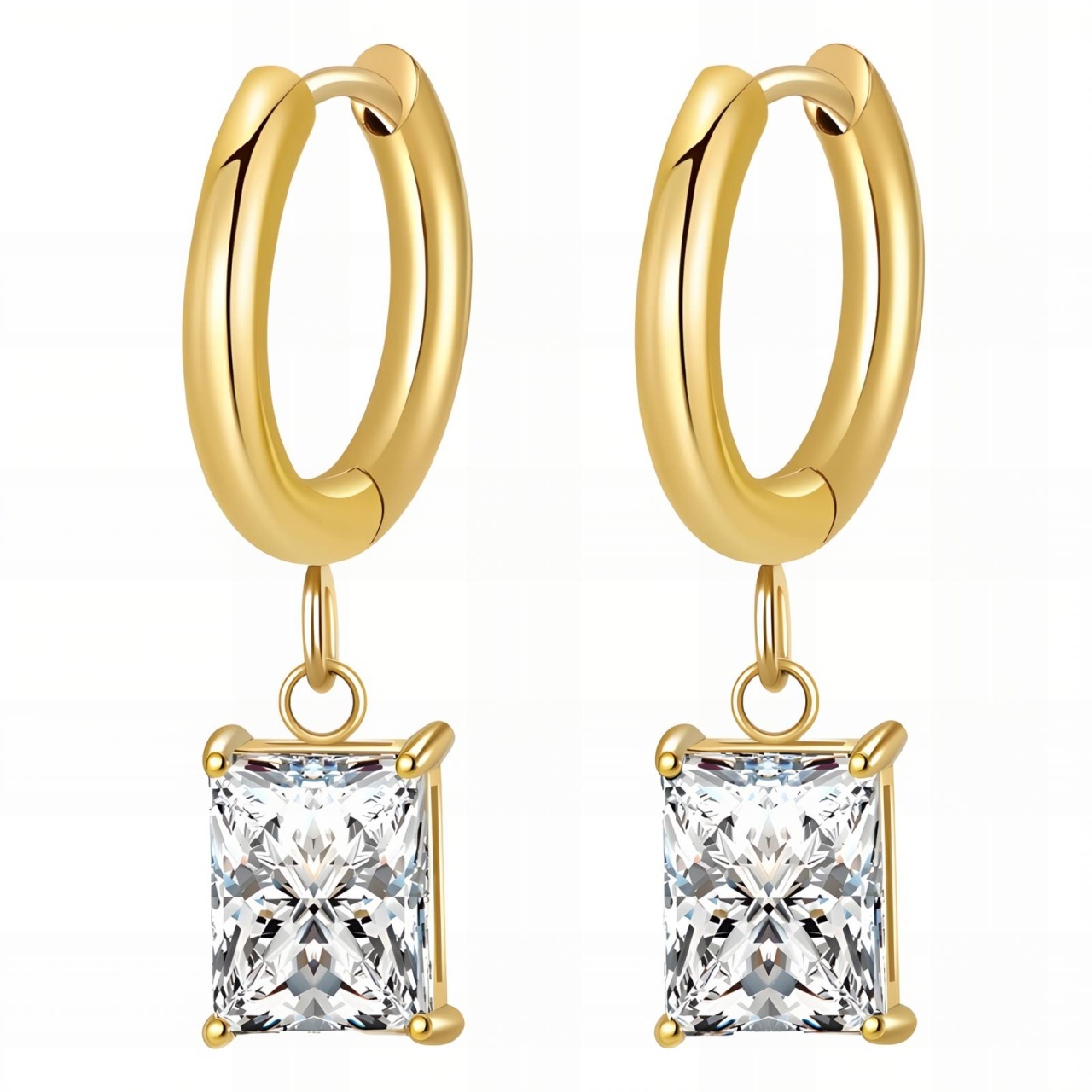 Cercei Verona White din Inox placat cu AUR 18K