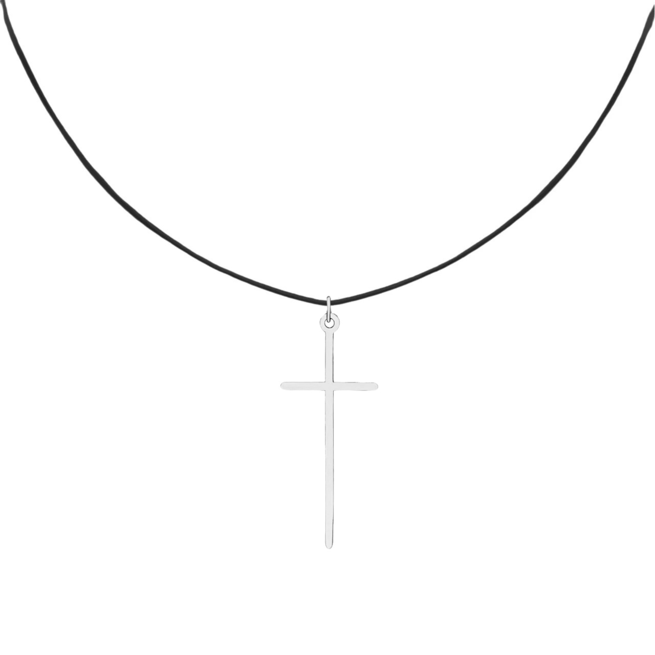 Choker Faith cu șnur si cruce din Argint 925