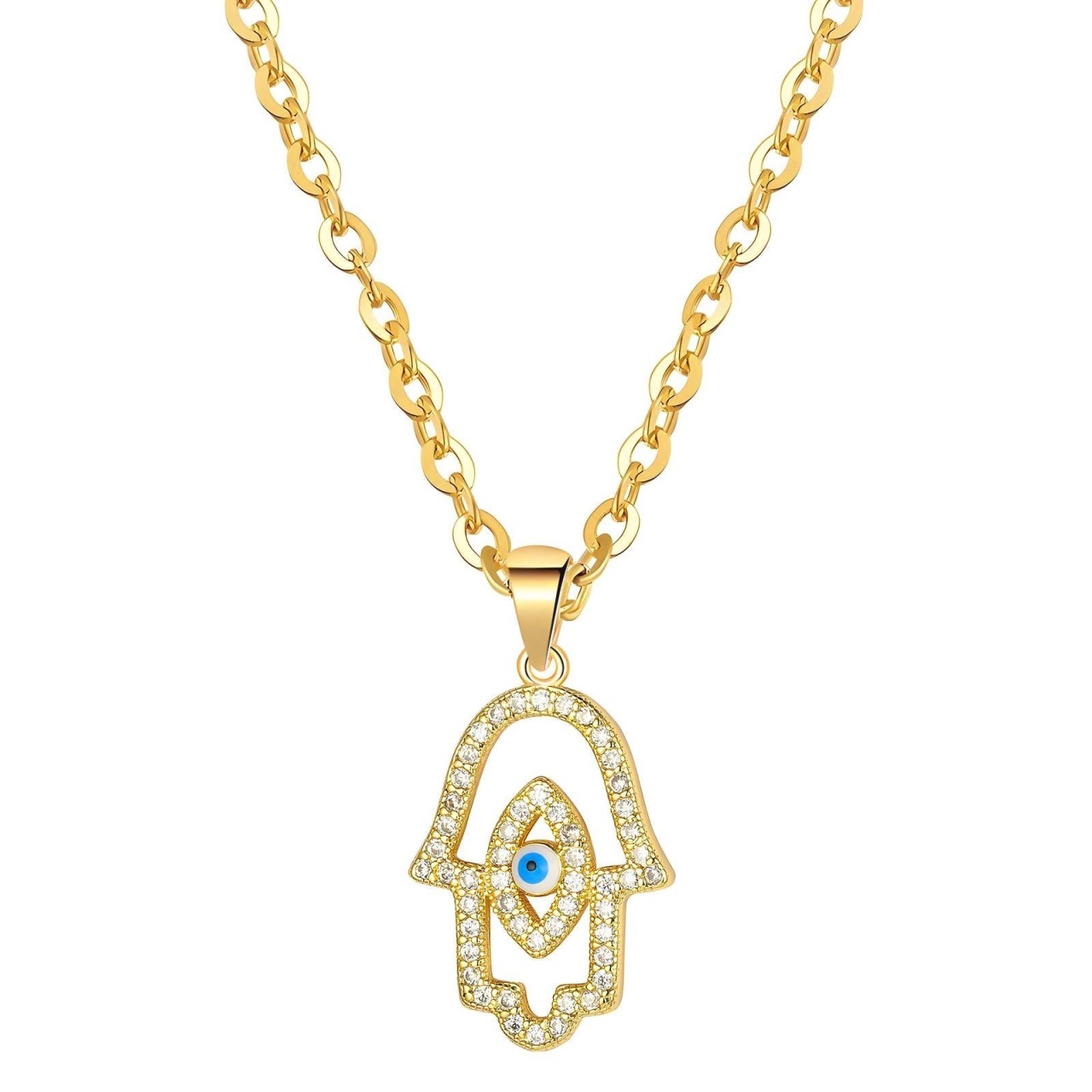 Colier Evil Eye Crystal din Inox placat cu AUR