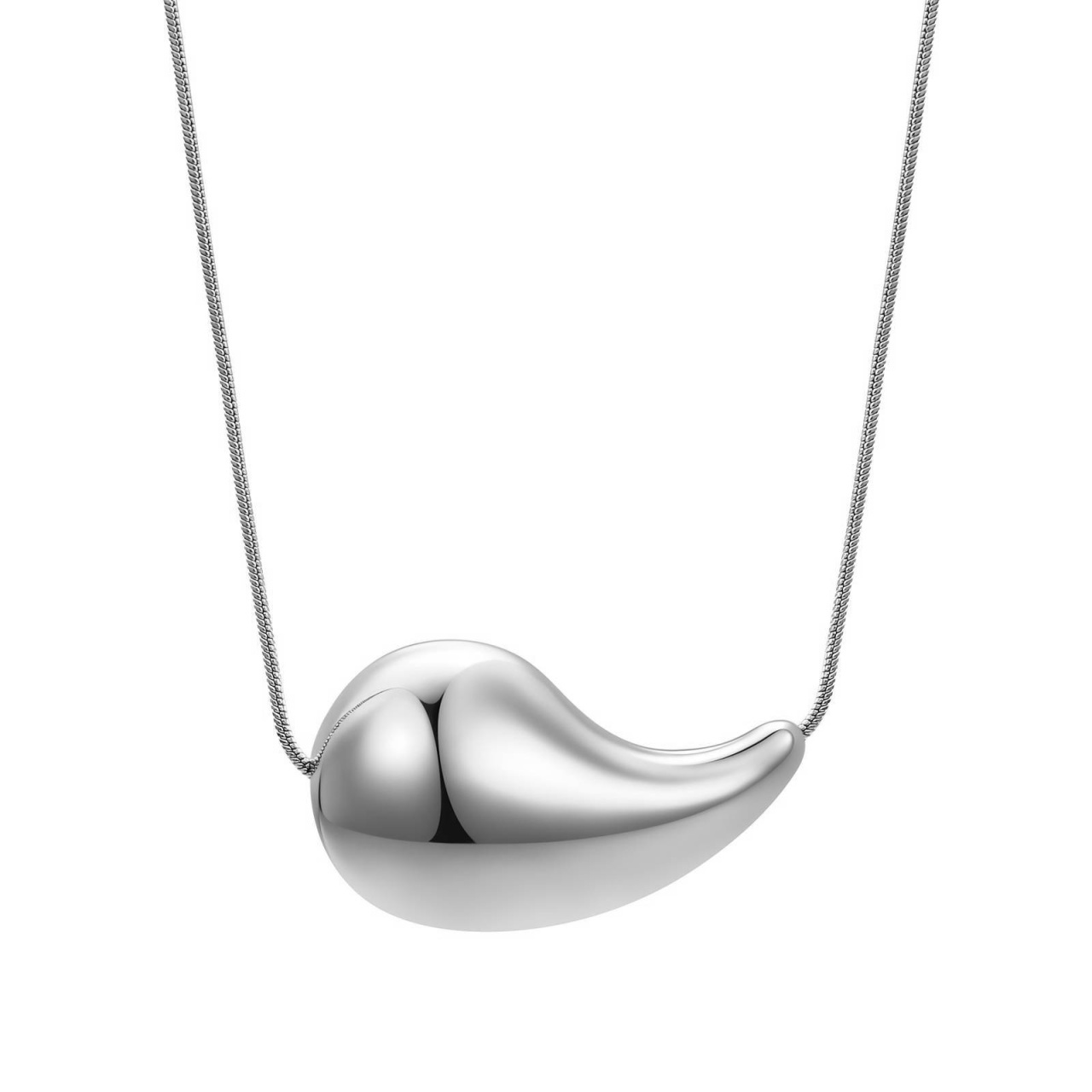 Colier TearDrops din Inox placat cu AUR Alb 18K