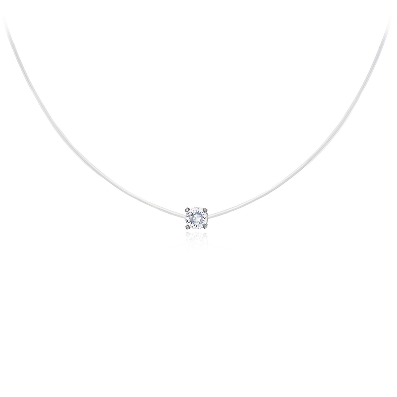 Colier Twinkle cu fir transparent si pandantiv din Argint 925