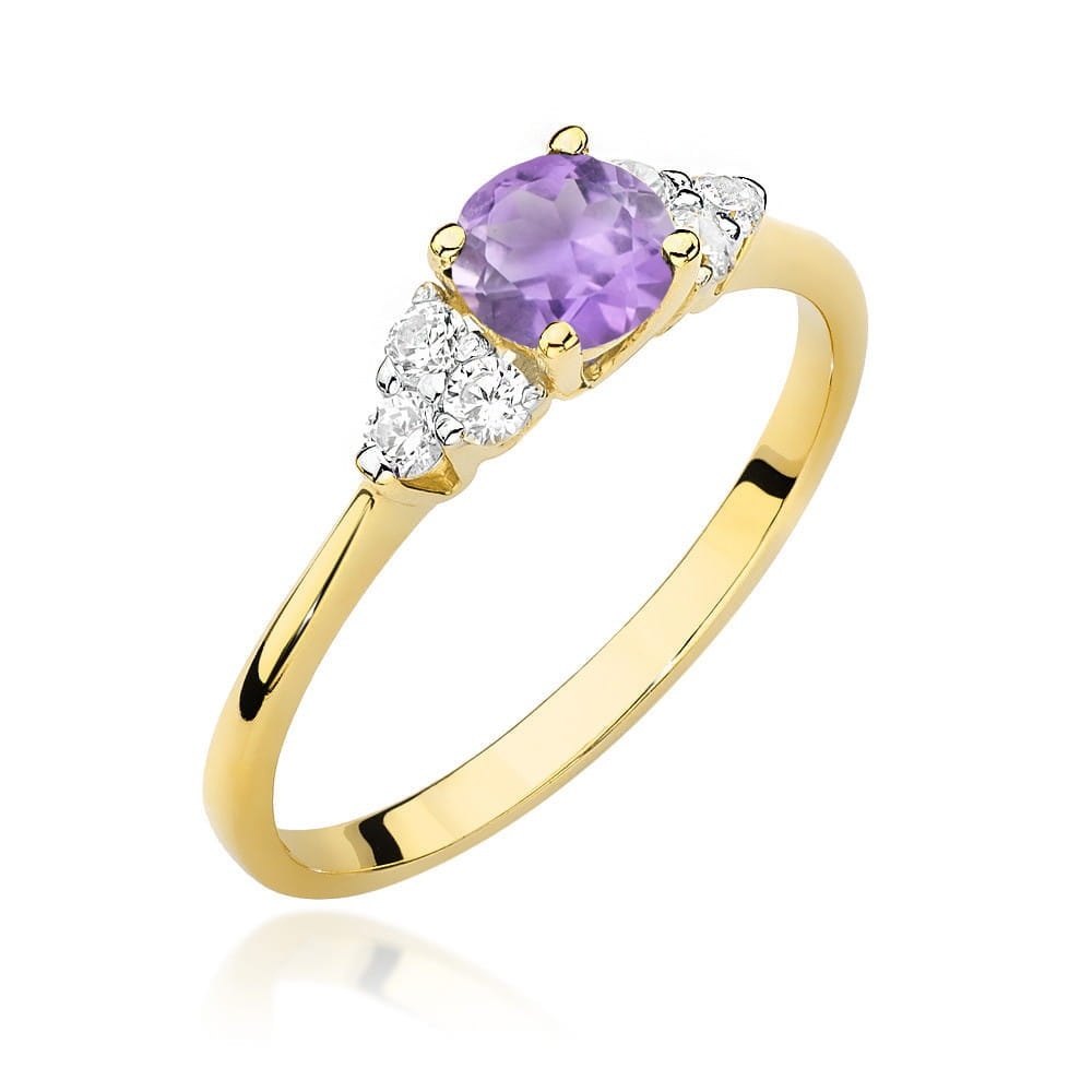 Inel Aur 14K cu Ametist 0.50 ct si Diamante Naturale 0.18 ct