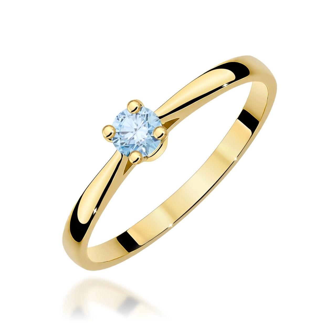 Inel Aur 14K cu Diamant Albastru de Laborator 0.15 ct