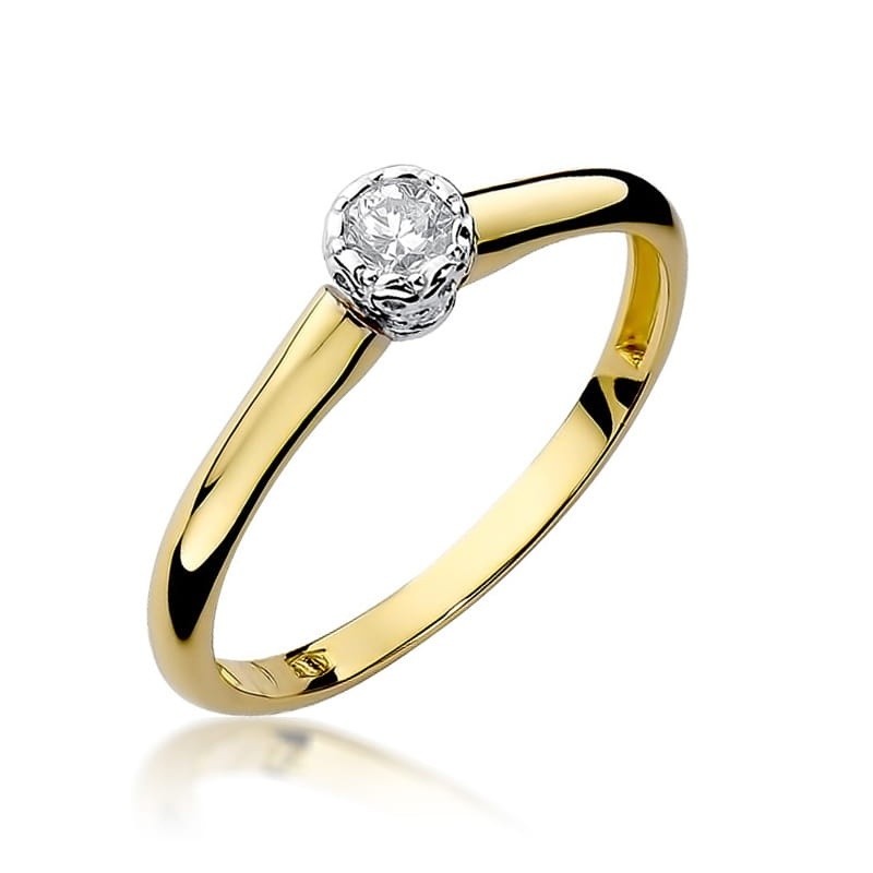 Inel Aur 9K cu Diamant Natural 0.13 ct