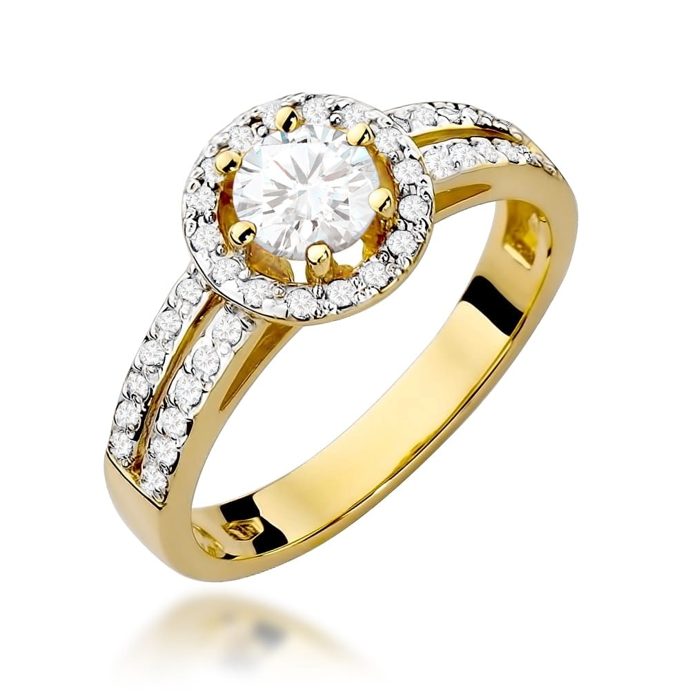 Inel Aur 9K cu Safir Alb 0.60 ct si Diamante Naturale 0.20 ct