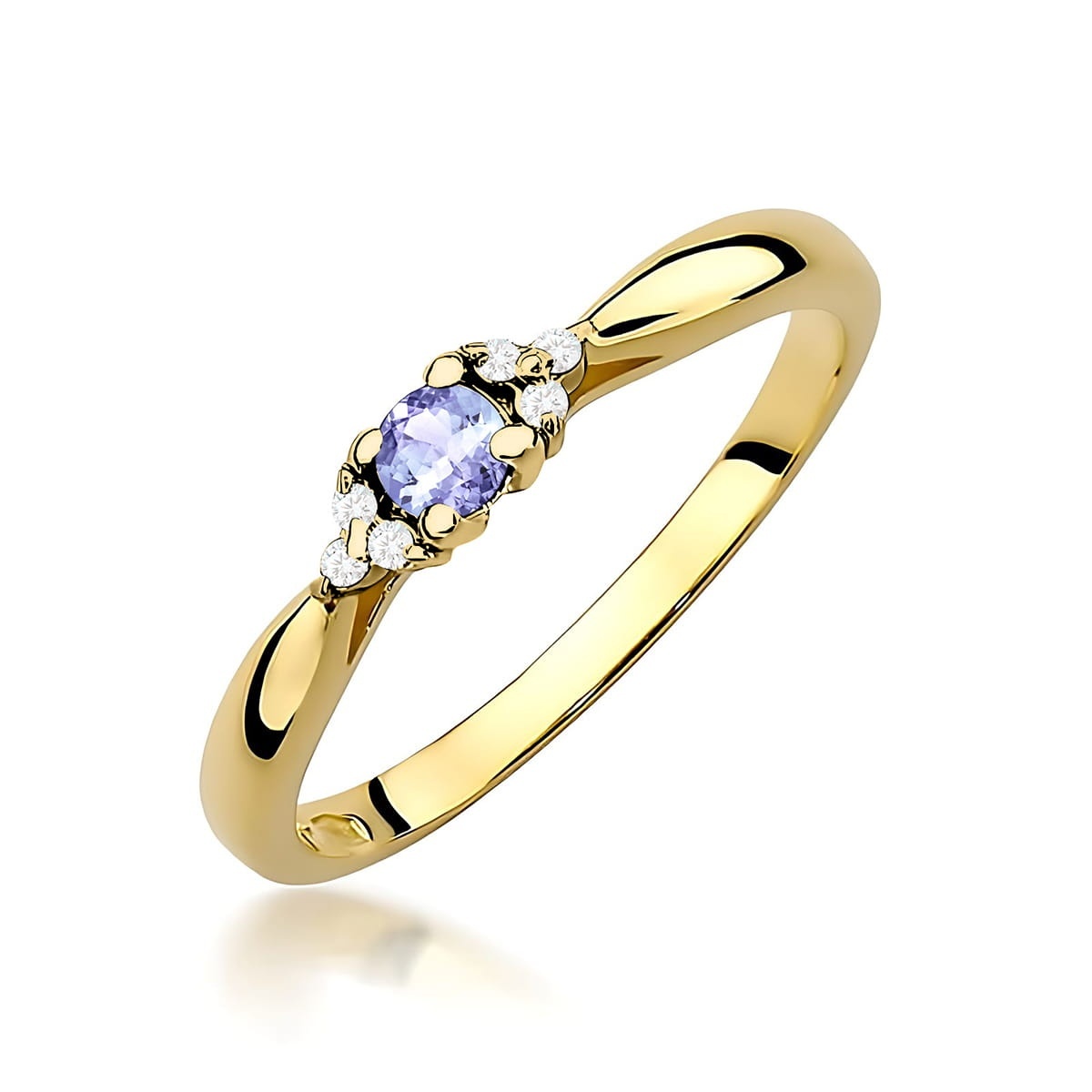 Inel Aur 9K cu Tanzanit 0.15 ct si Diamante Naturale 0.03 ct