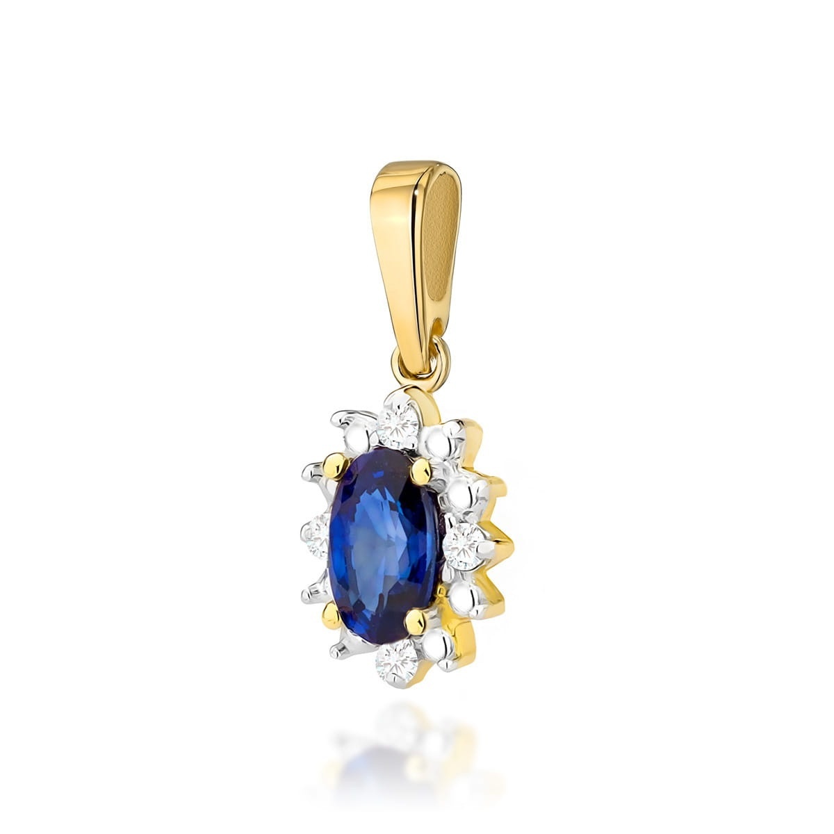 Pandantiv Aur 14K cu Safir 0.30 ct si Diamante Naturale 0.02 ct