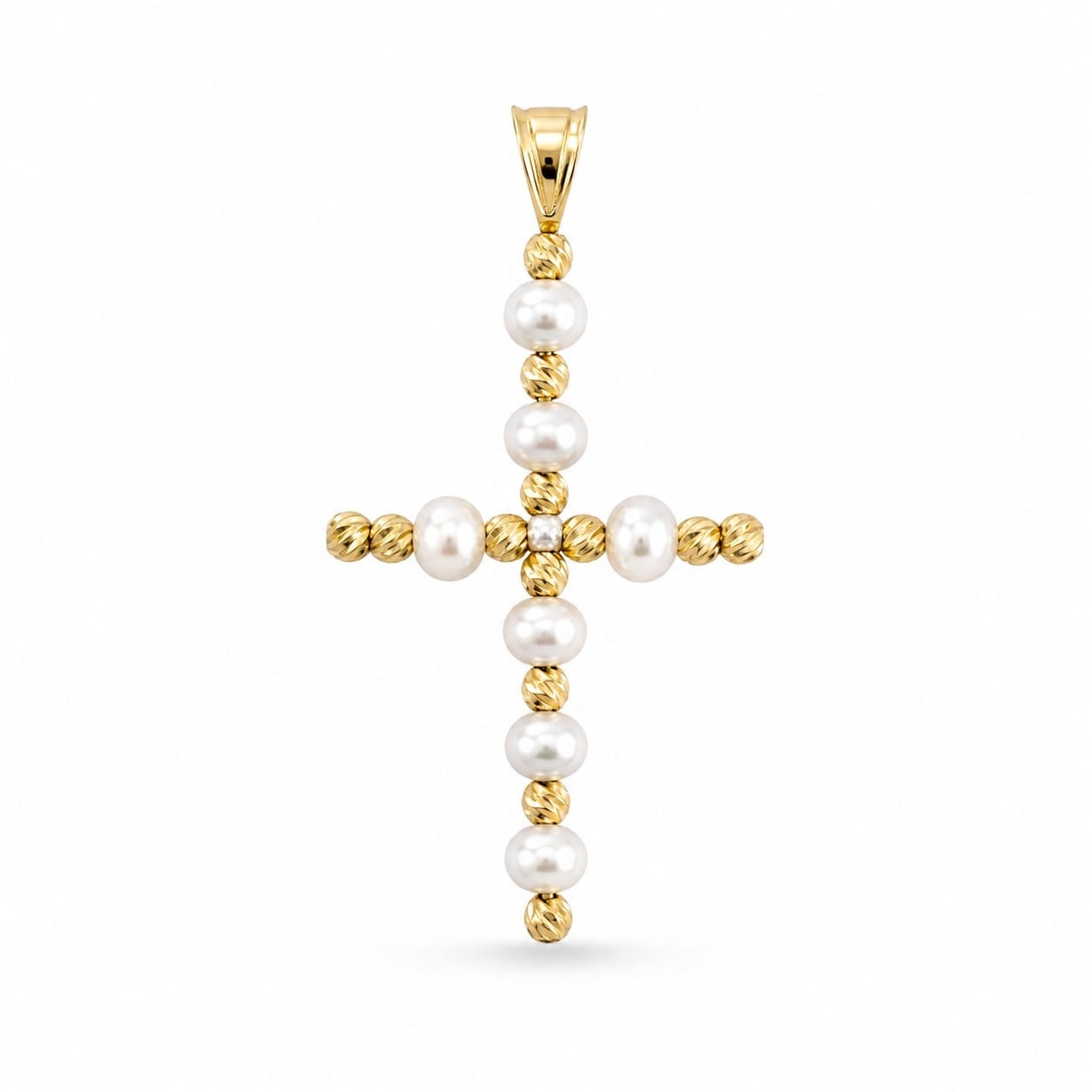 Pandantiv Cruce Pearls din AUR 14K