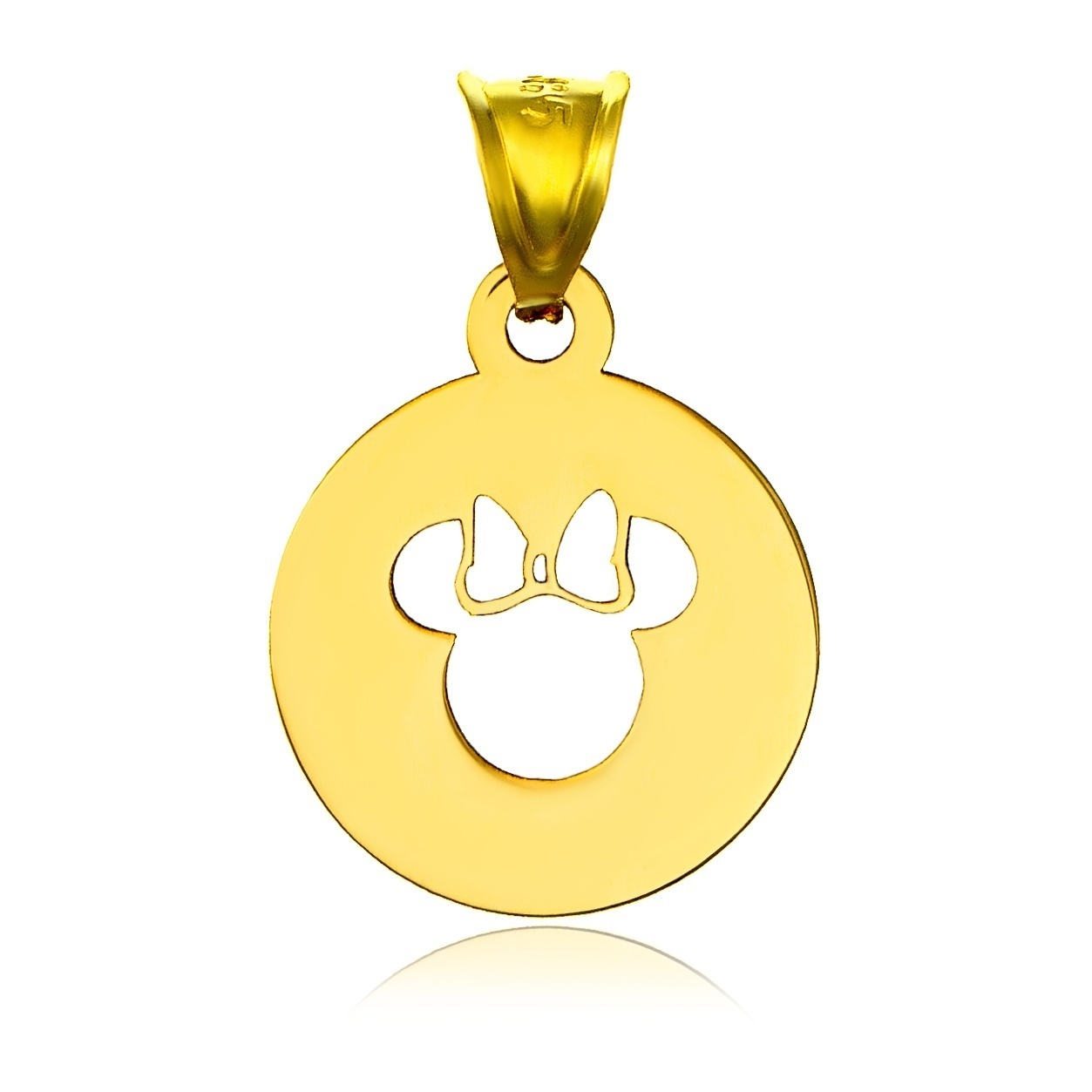 Pandantiv din aur 14k - soricel desene animate decupat in banut de 12mm