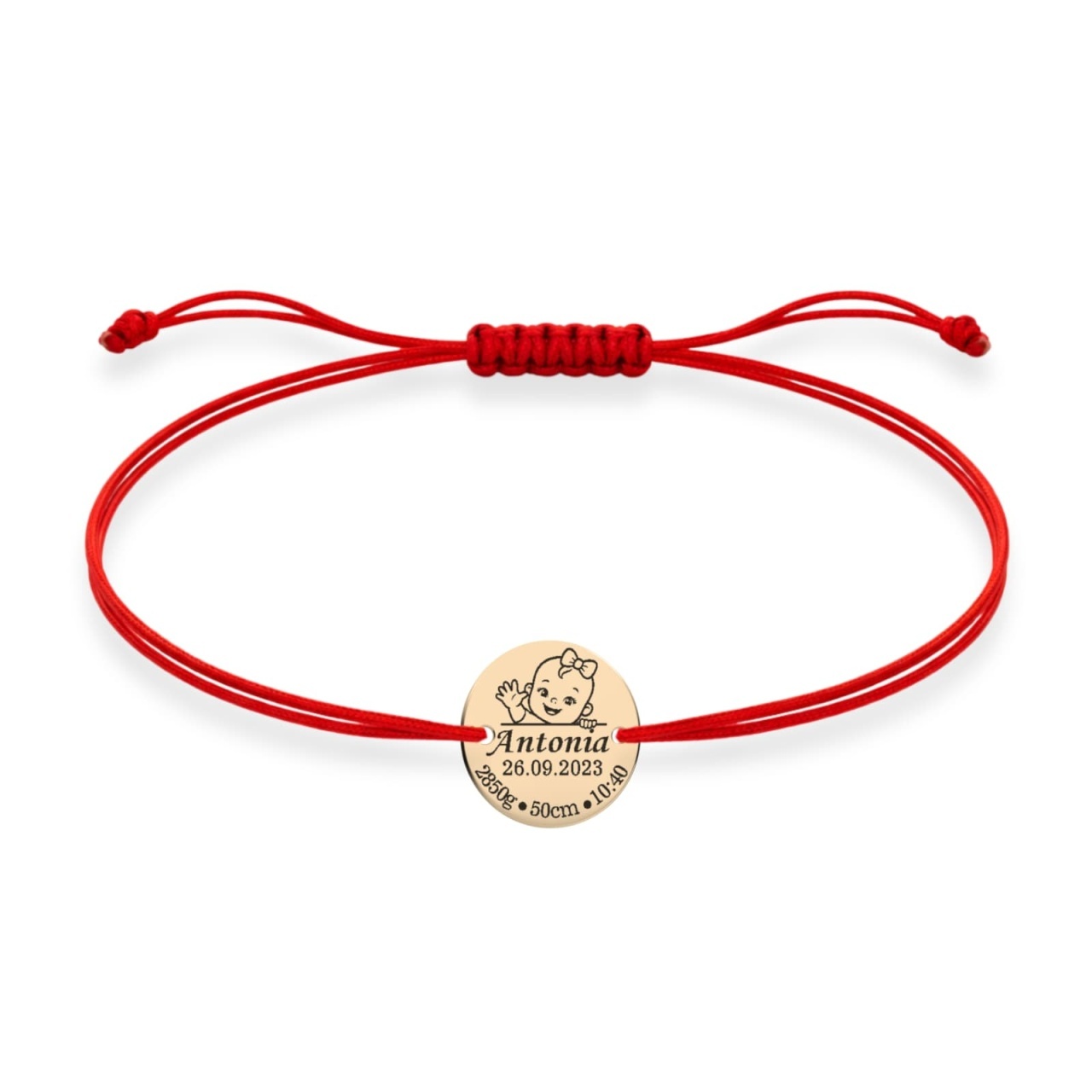 Brățară Baby Girl cu Banuț de 12mm din AUR 14K si șnur reglabil pentru copii
