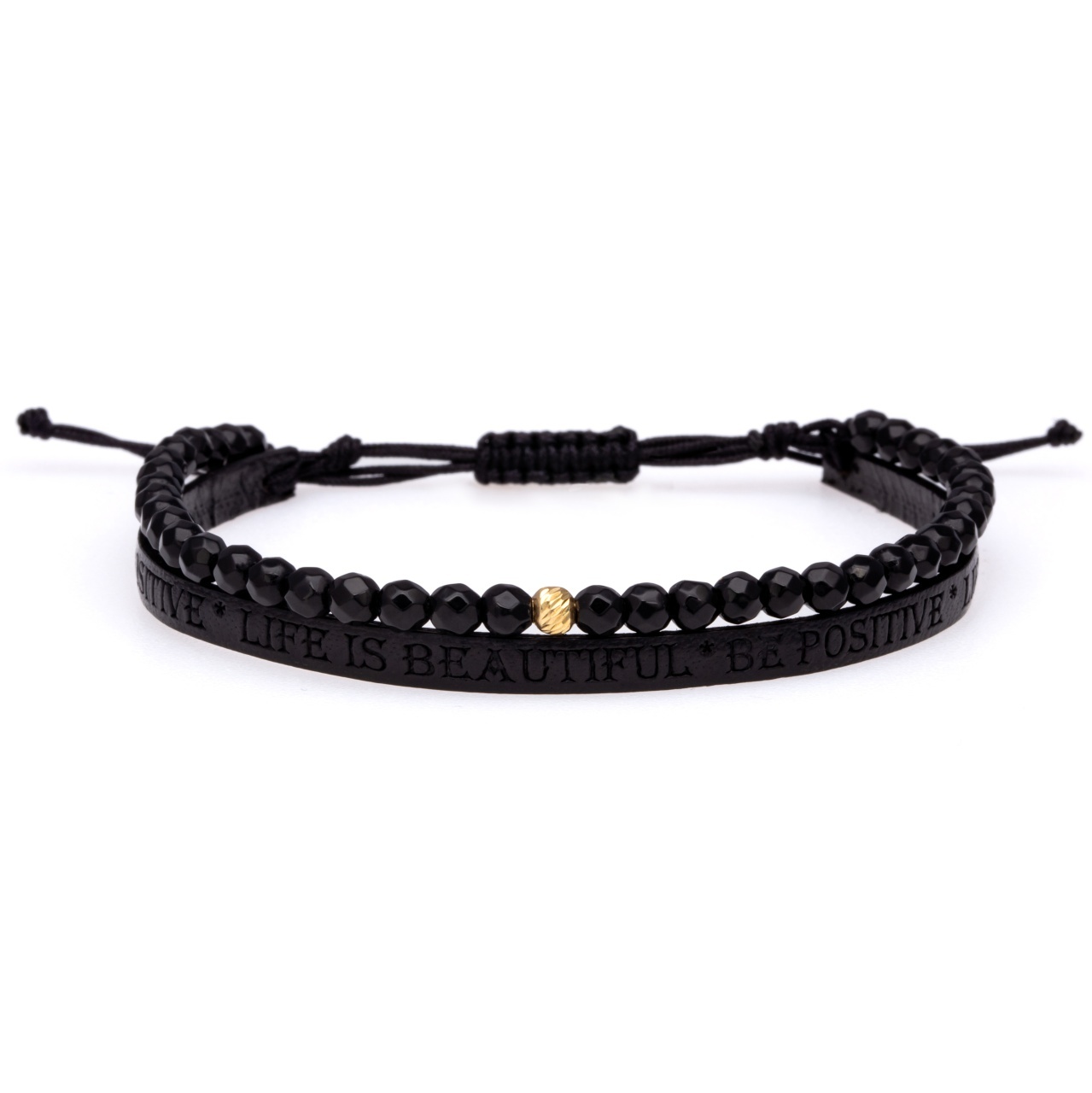 Brățara Onix Positive din AUR 14K si Piele Naturală