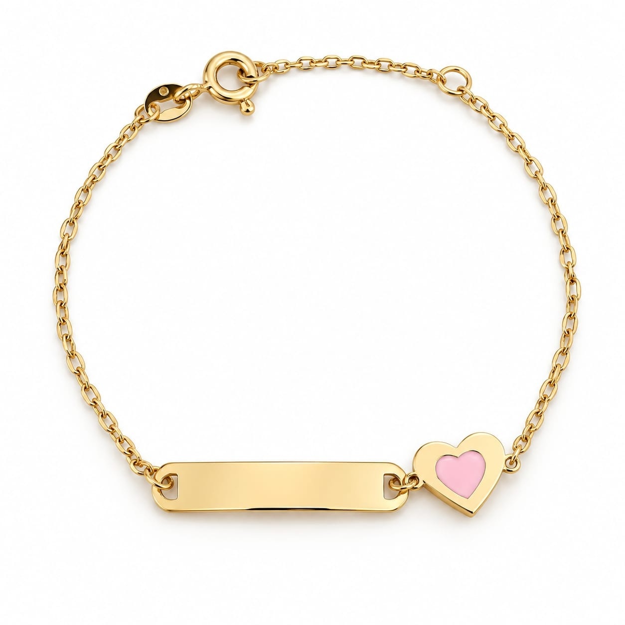 Brățară pentru Copii Pink Heart din Aur 9K – Gravură Gratuită