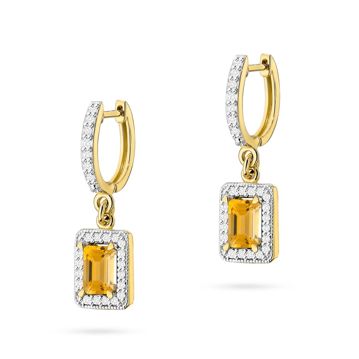Cercei Aur 14K cu Citrin 0.60 ct si Diamante Naturale 0.34 ct