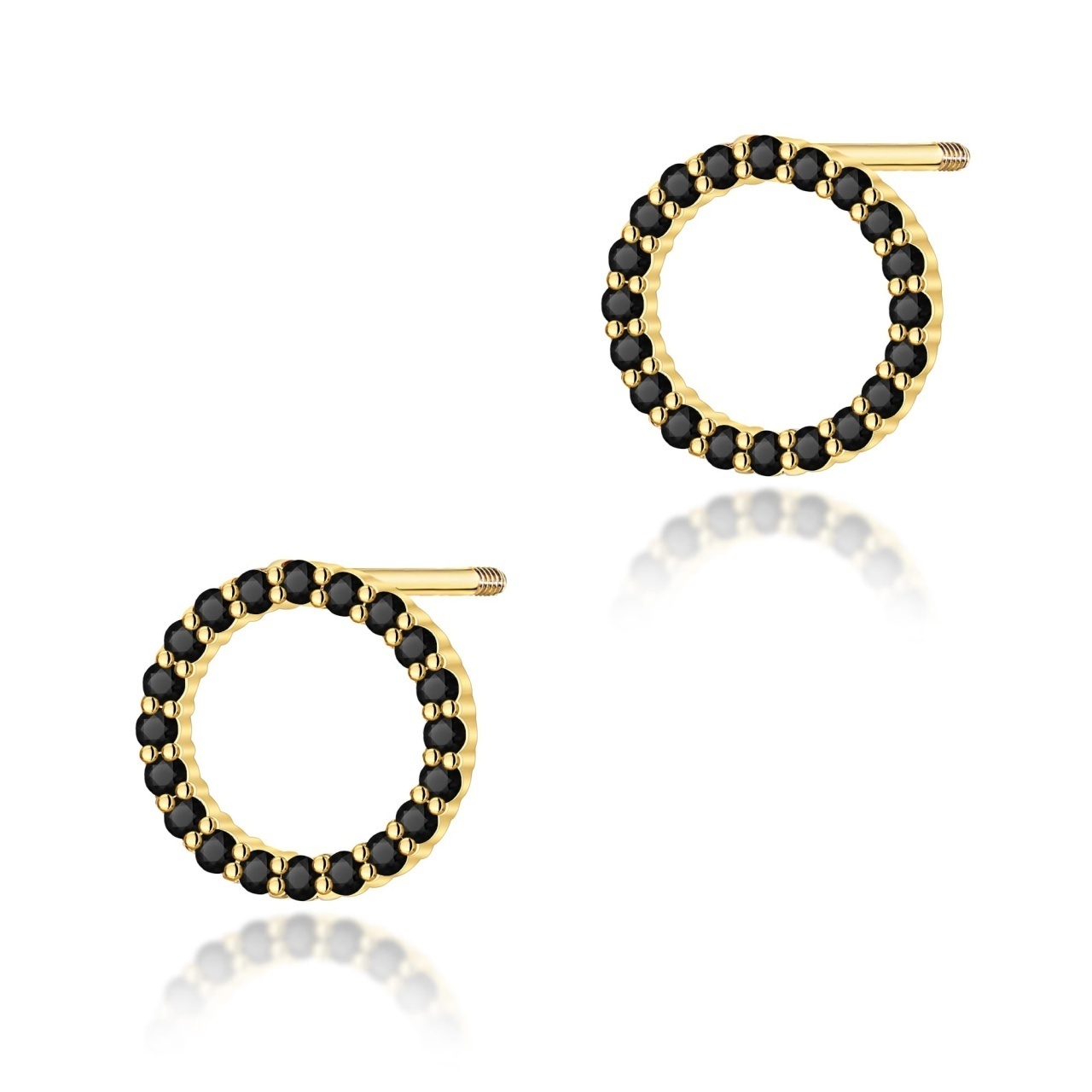 Cercei Aur 14K cu Diamante Naturale Negre 0.20 ct Filet cu Protectie