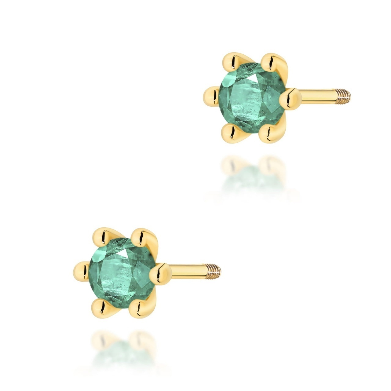 Cercei Aur 14K cu Smarald 0.15 ct Filet cu Protectie