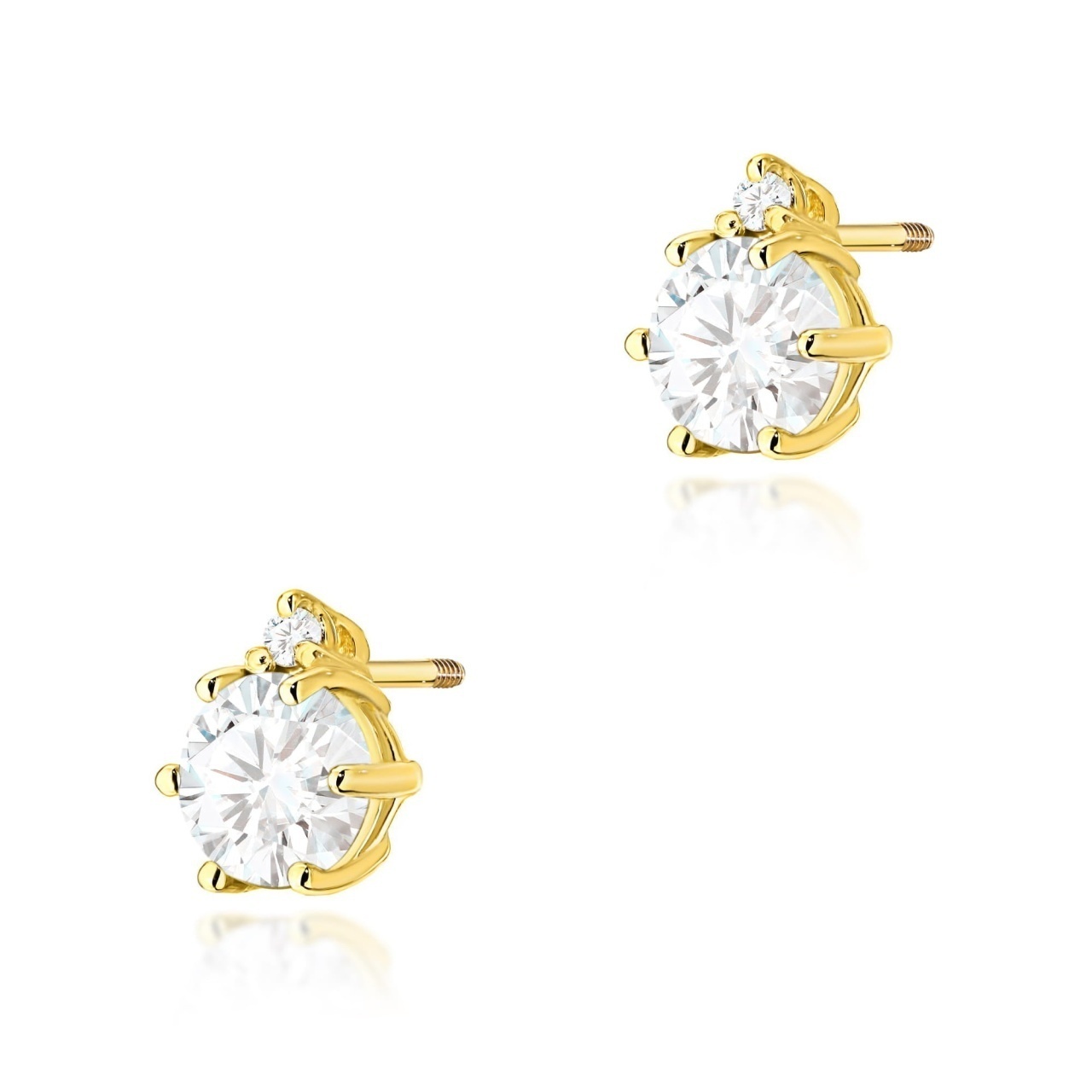 Cercei Aur 14K cu White Sapphire 0.60 ct si Diamante Naturale 0.03 ct Filet cu Protectie